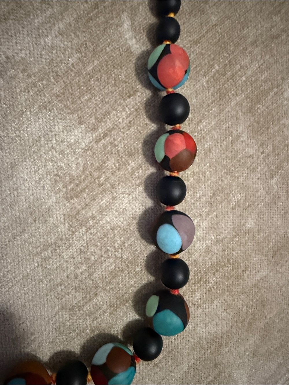 Multicolor Bead Statement Necklace - Black Accent Beads-Hand painted wood beads - Picture 6 of 6